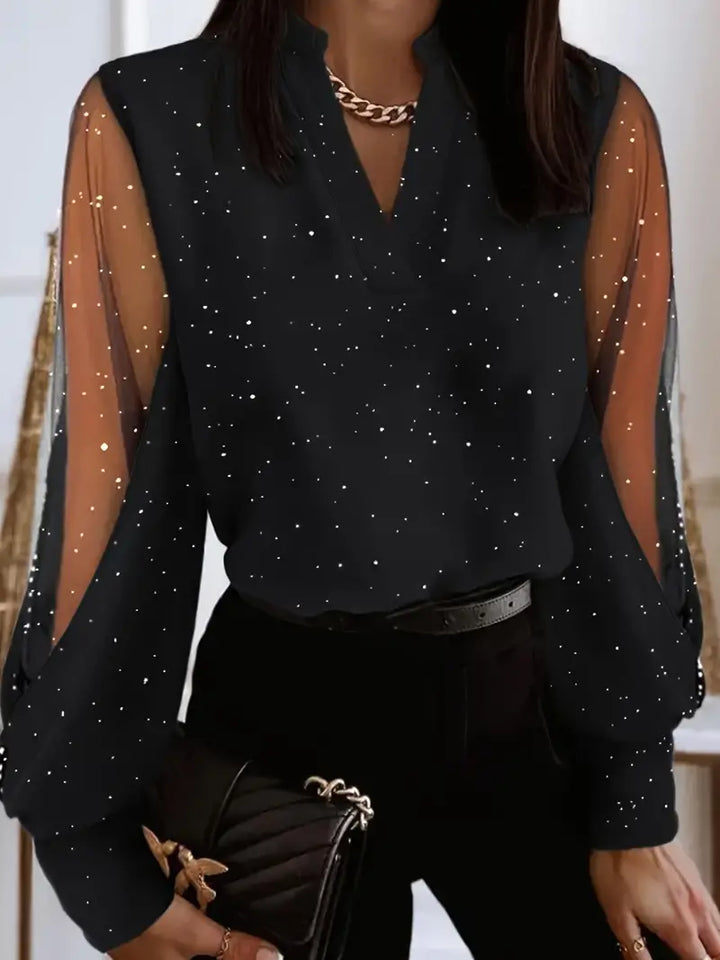Women's Off-Shoulder Blouse with a Dropped V-Neckline