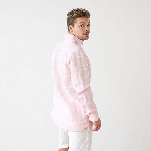 Paul Pink Melange Linen Shirt for Men — gallery