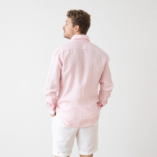 Paul Pink Melange Linen Shirt for Men — gallery