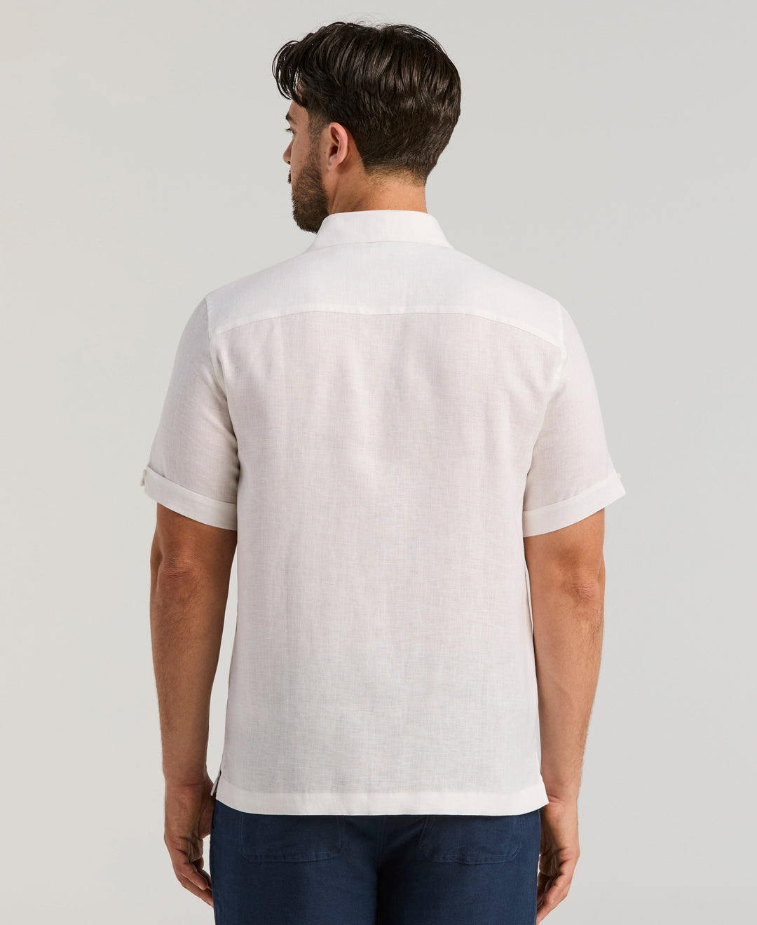 Classic Solid Pure Linen Short Sleeve Shirt for Men - gallery