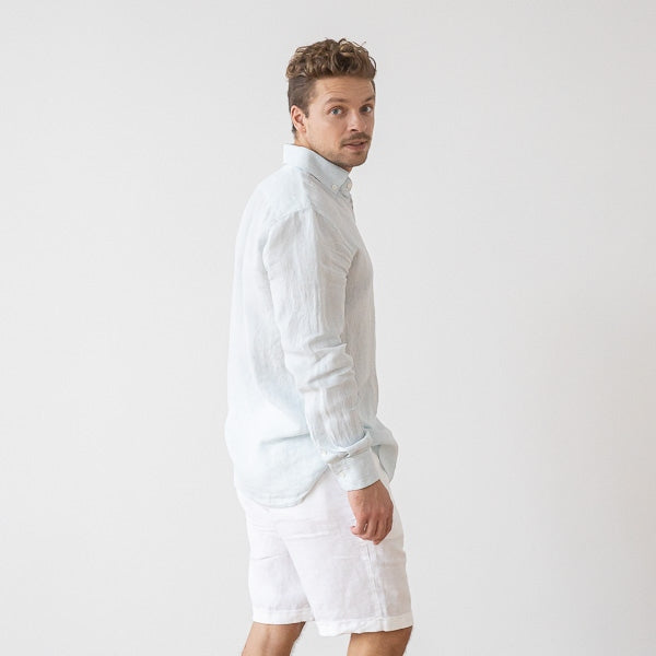 Paul Sky Blue Pinstripe Linen Shirt for Men — gallery
