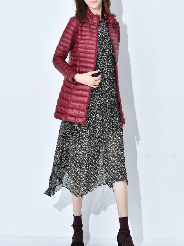 Lightweight Down Jacket with a Fitted Long Line