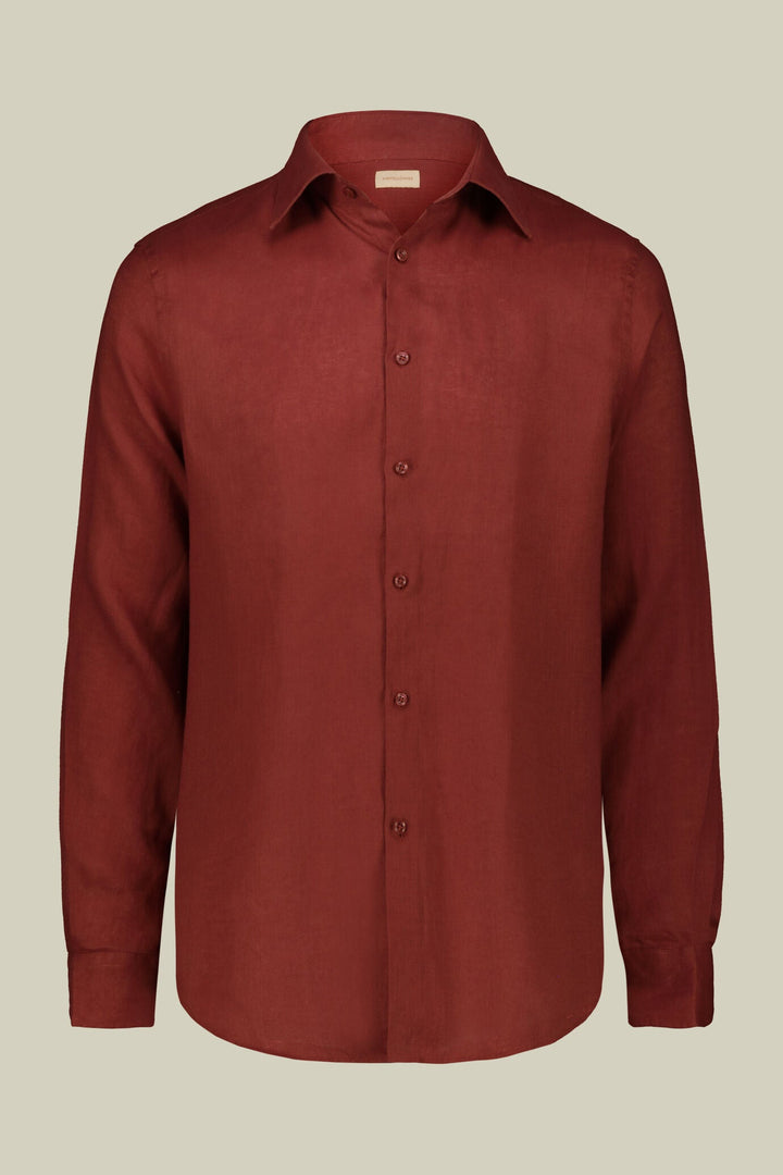 Classic Collar Pure Linen Shirt — Multi-Colour for Men — CORAL