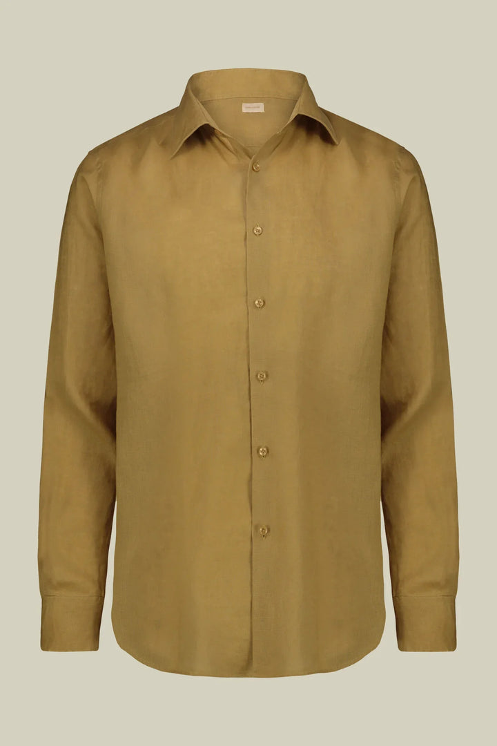 Classic Collar Pure Linen Shirt — Multi-Colour for Men — YELLOW