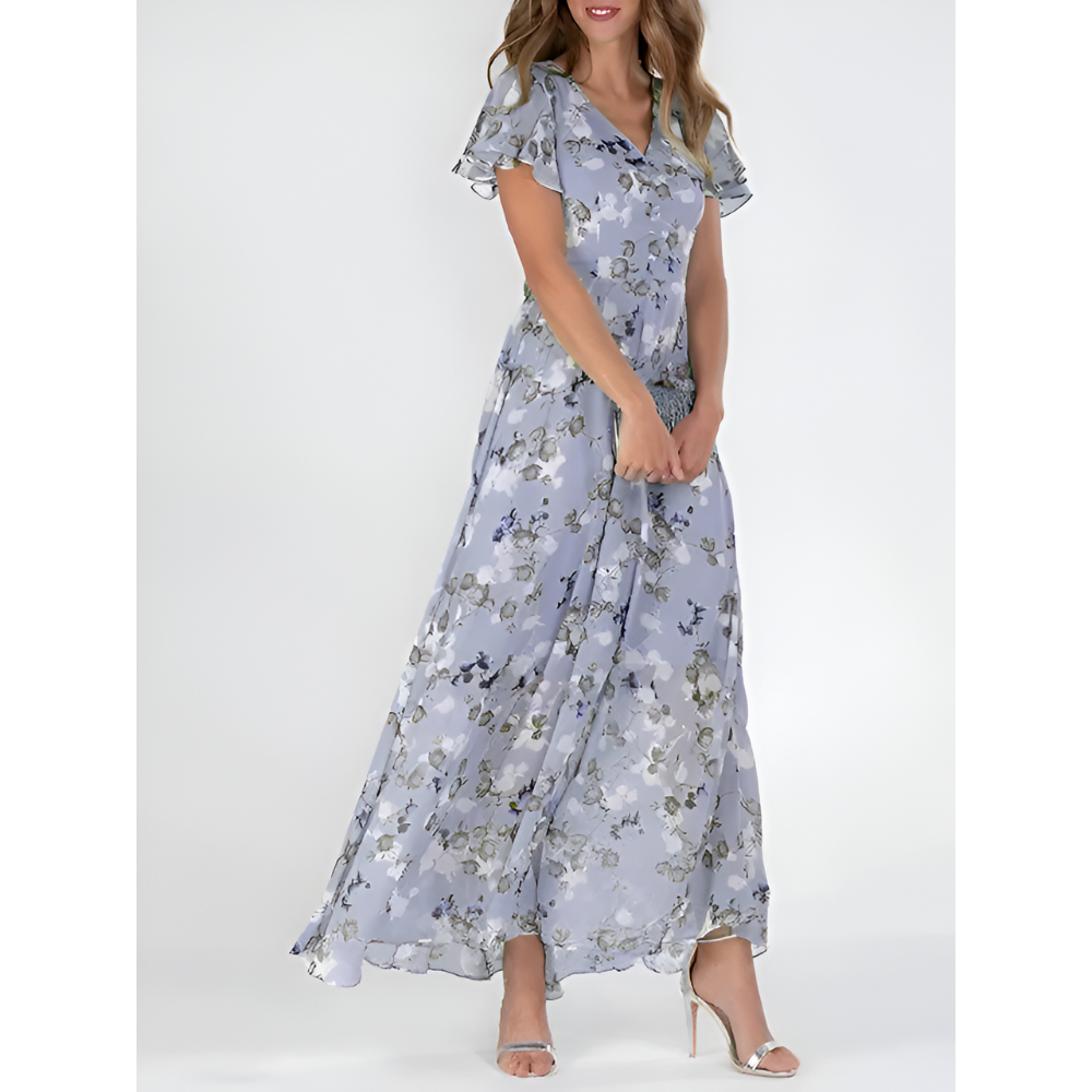Chiffon Midi Dress with Flowy Silhouette for Women