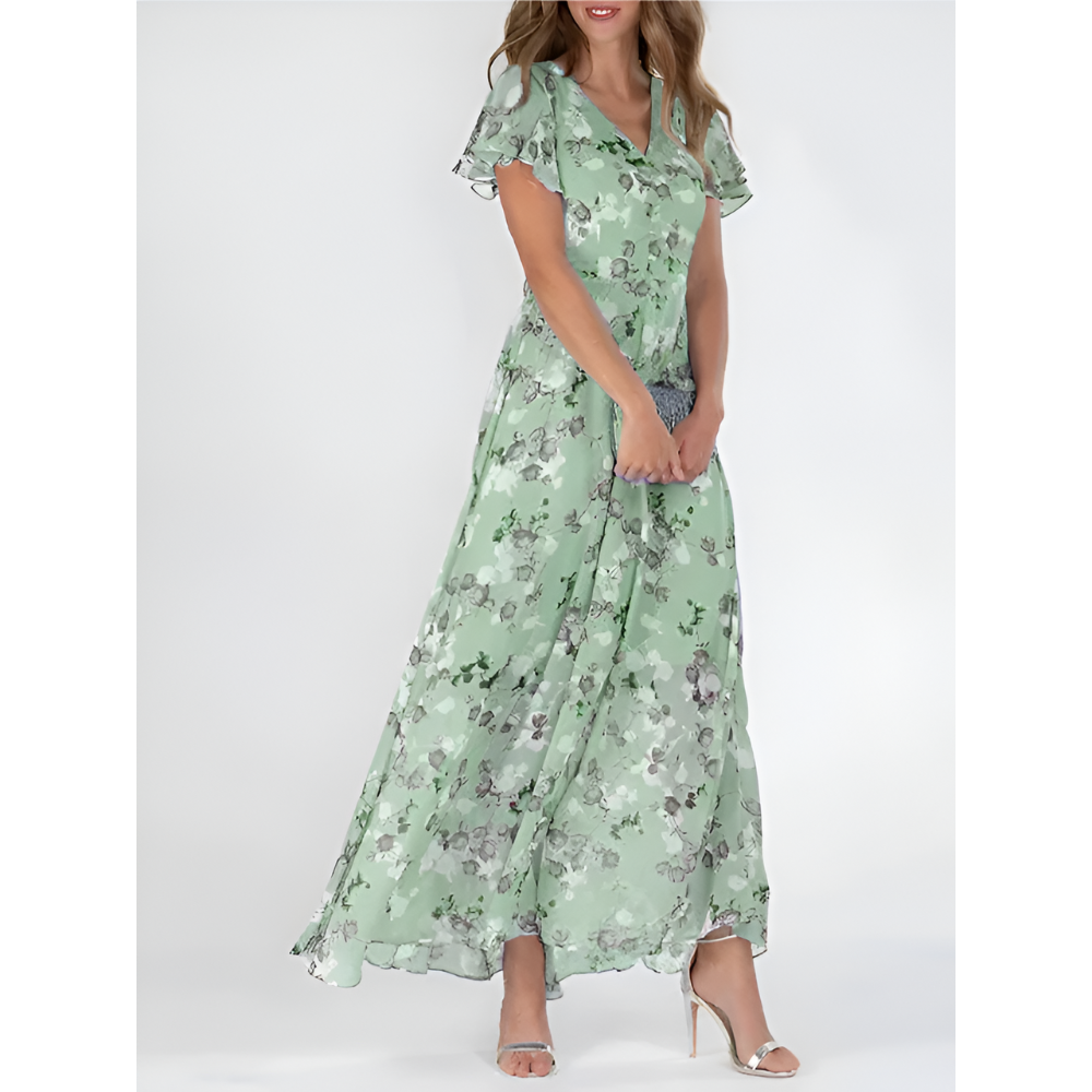 Chiffon Midi Dress with Flowy Silhouette for Women
