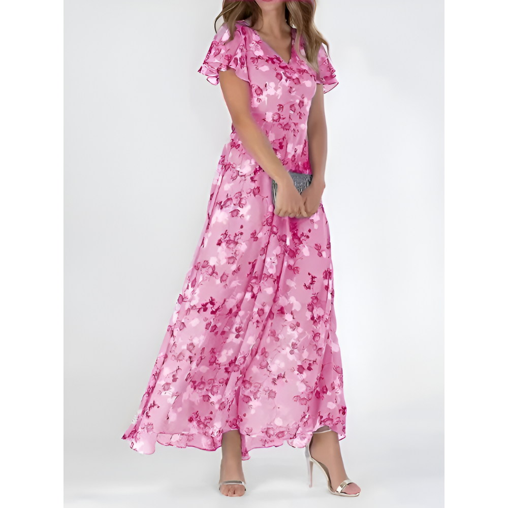 Chiffon Midi Dress with Flowy Silhouette for Women