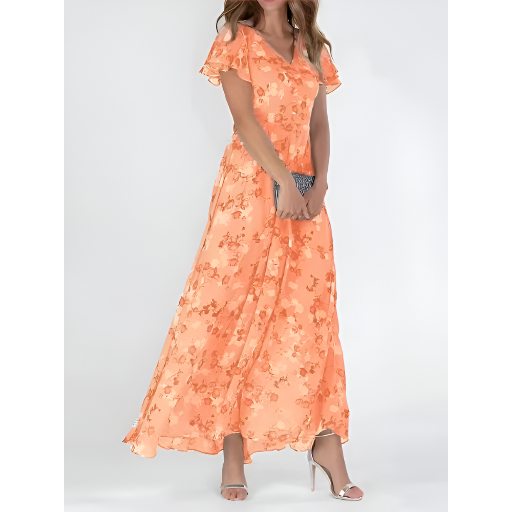 Chiffon Midi Dress with Flowy Silhouette for Women