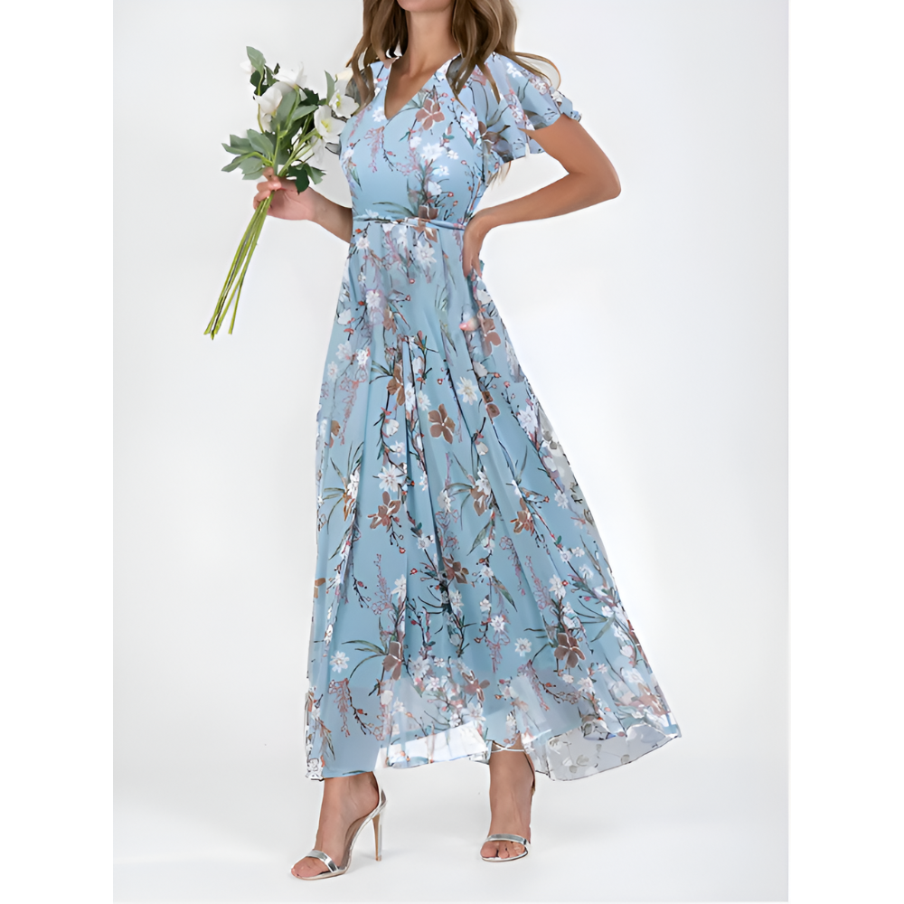 Chiffon Midi Dress with Flowy Silhouette for Women