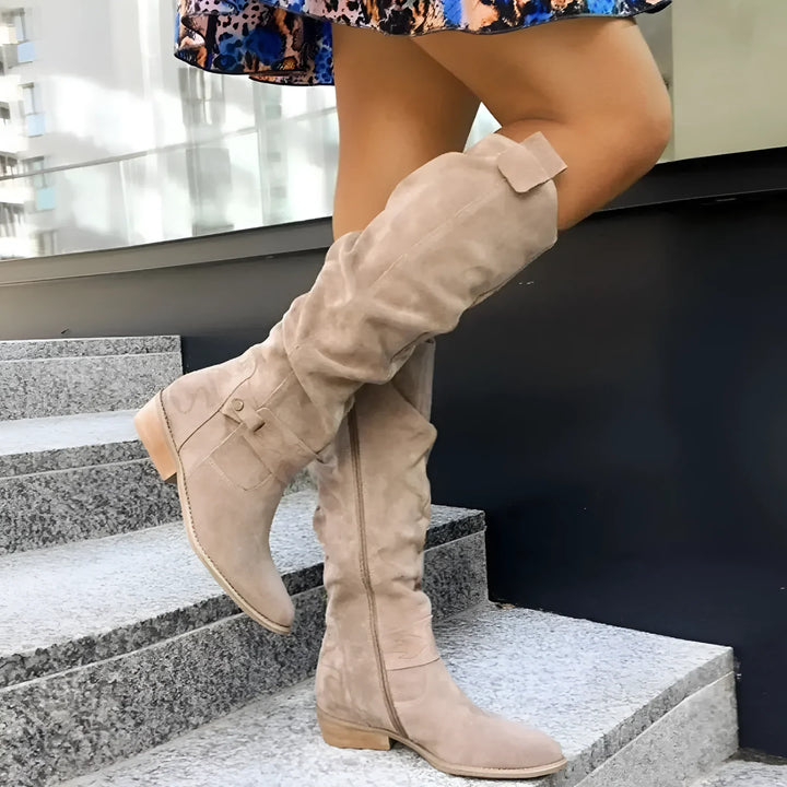 Block Heel Ankle Boots in Smooth Leather - Women's