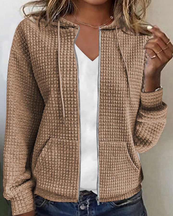Women's Hooded Zip-Up Cardigan for Layering in Autumn