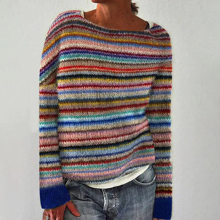 Striped Long-Sleeve Knit Jumper in Fine Rib
