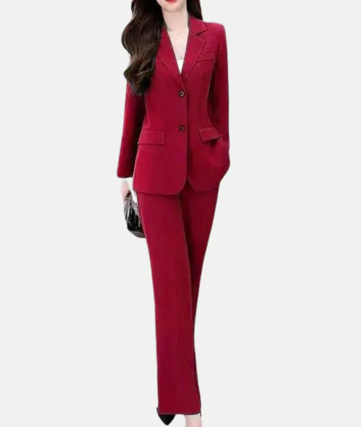 Tailored Blazer and Trouser Suit in a Structured Weave