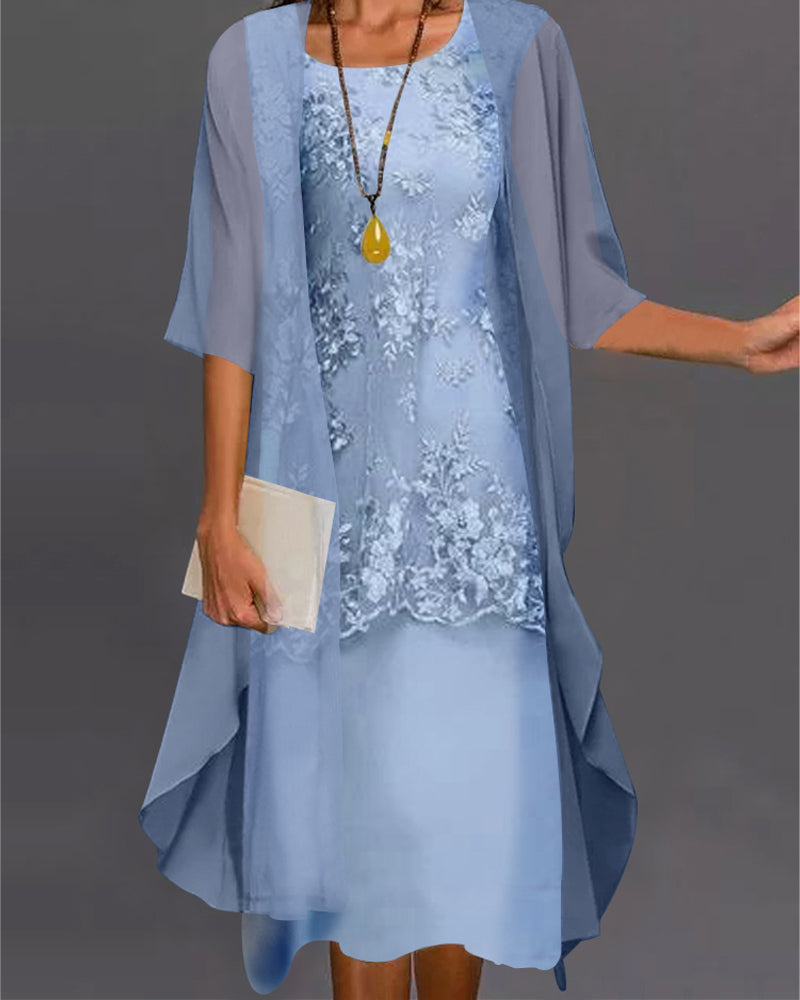 Two-Piece Chiffon Set with Smocked Bodice
