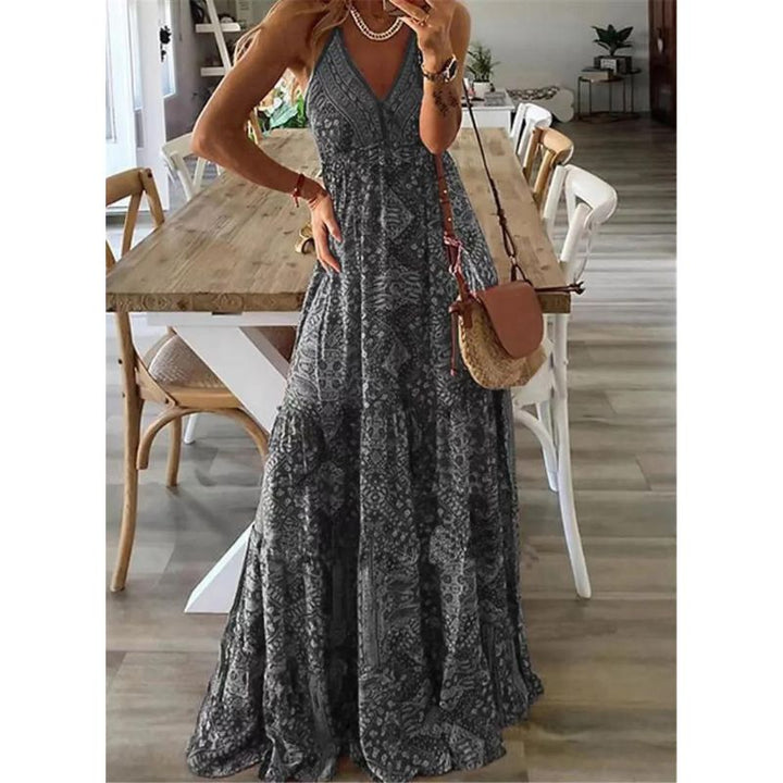 Summer Floral Maxi Dress in a Large-Scale Botanical Print
