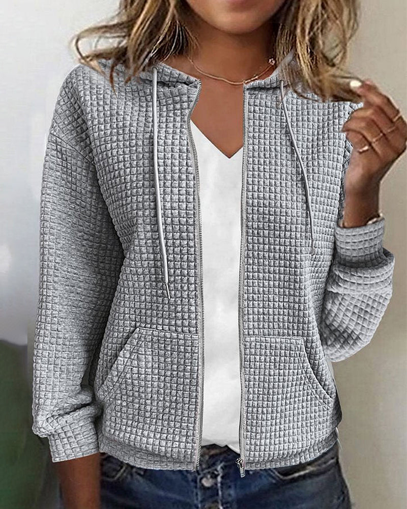 Women's Hooded Zip-Up Cardigan for Layering in Autumn