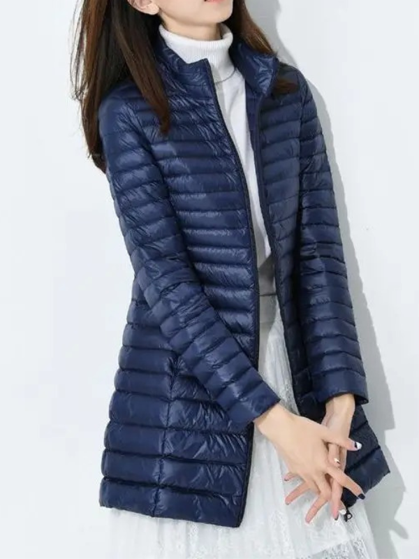 Lightweight Down Jacket with a Fitted Long Line