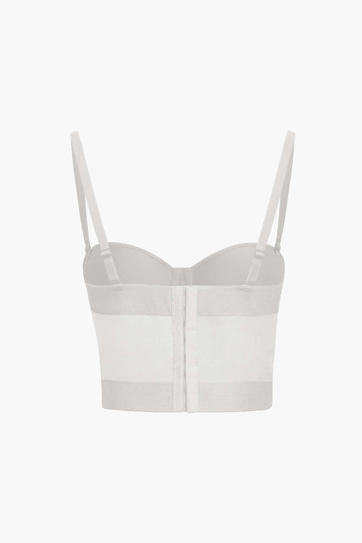 Sheer Mesh Underwire Bustier Top with Adjustable Straps