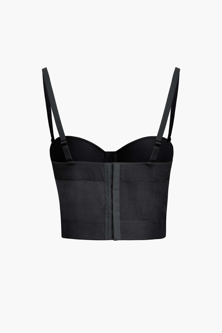 Sheer Mesh Underwire Bustier Top with Adjustable Straps