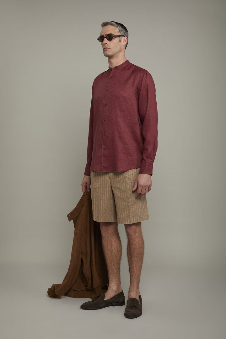 Korean Collar Pure Linen Comfort Shirt for Men — gallery