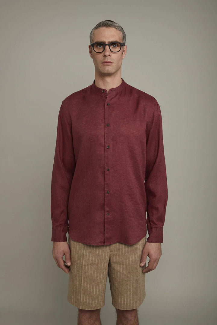 Korean Collar Pure Linen Comfort Shirt for Men — gallery