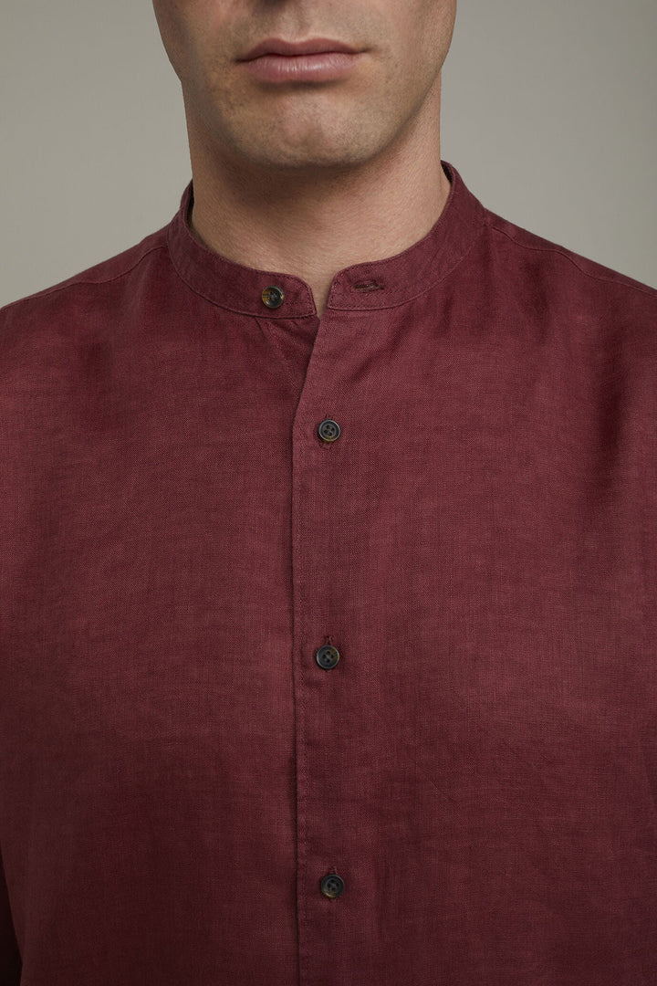 Korean Collar Pure Linen Comfort Shirt for Men — gallery