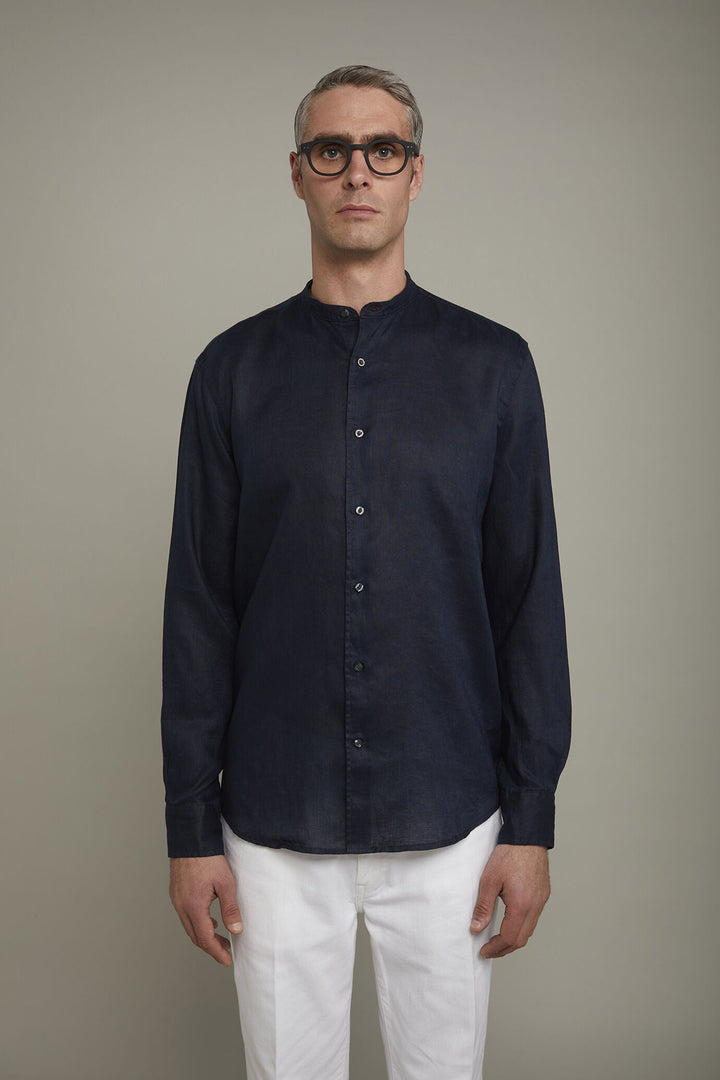 Korean Collar Pure Linen Comfort Shirt for Men — gallery