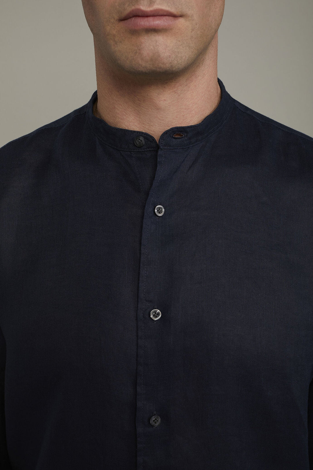 Korean Collar Pure Linen Comfort Shirt for Men — gallery