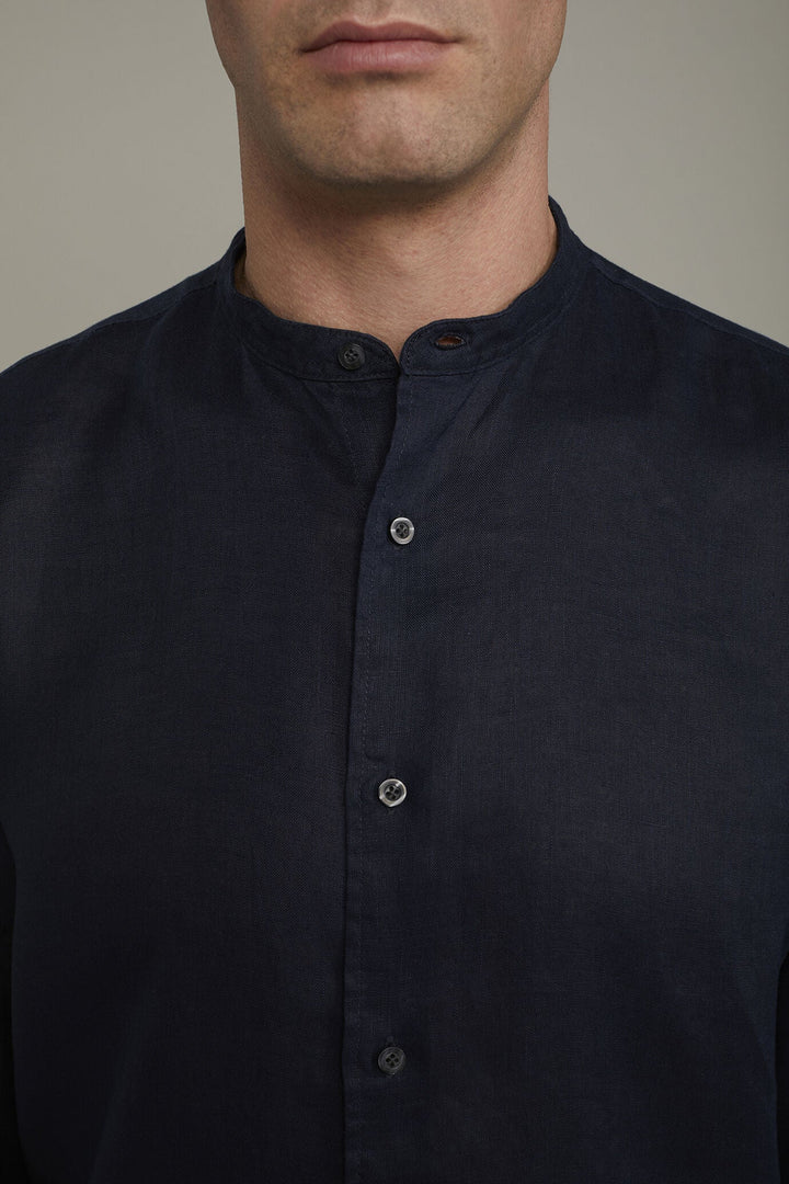 Korean Collar Pure Linen Comfort Shirt for Men — gallery