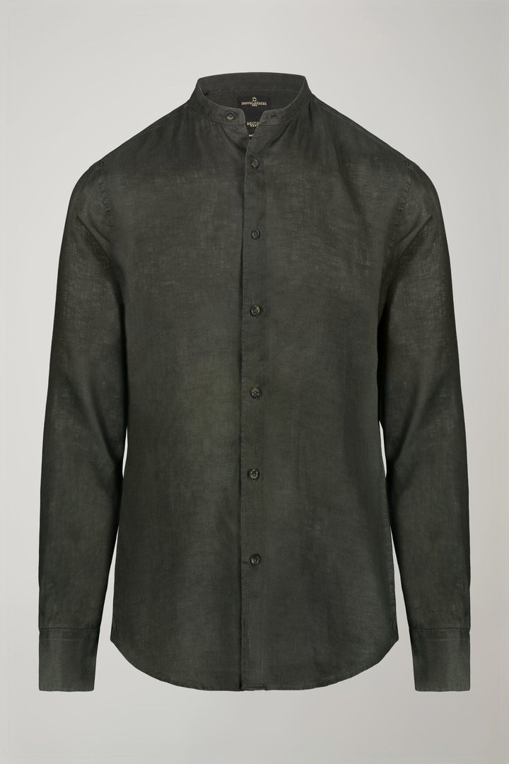 Korean Collar Pure Linen Comfort Shirt for Men — gallery