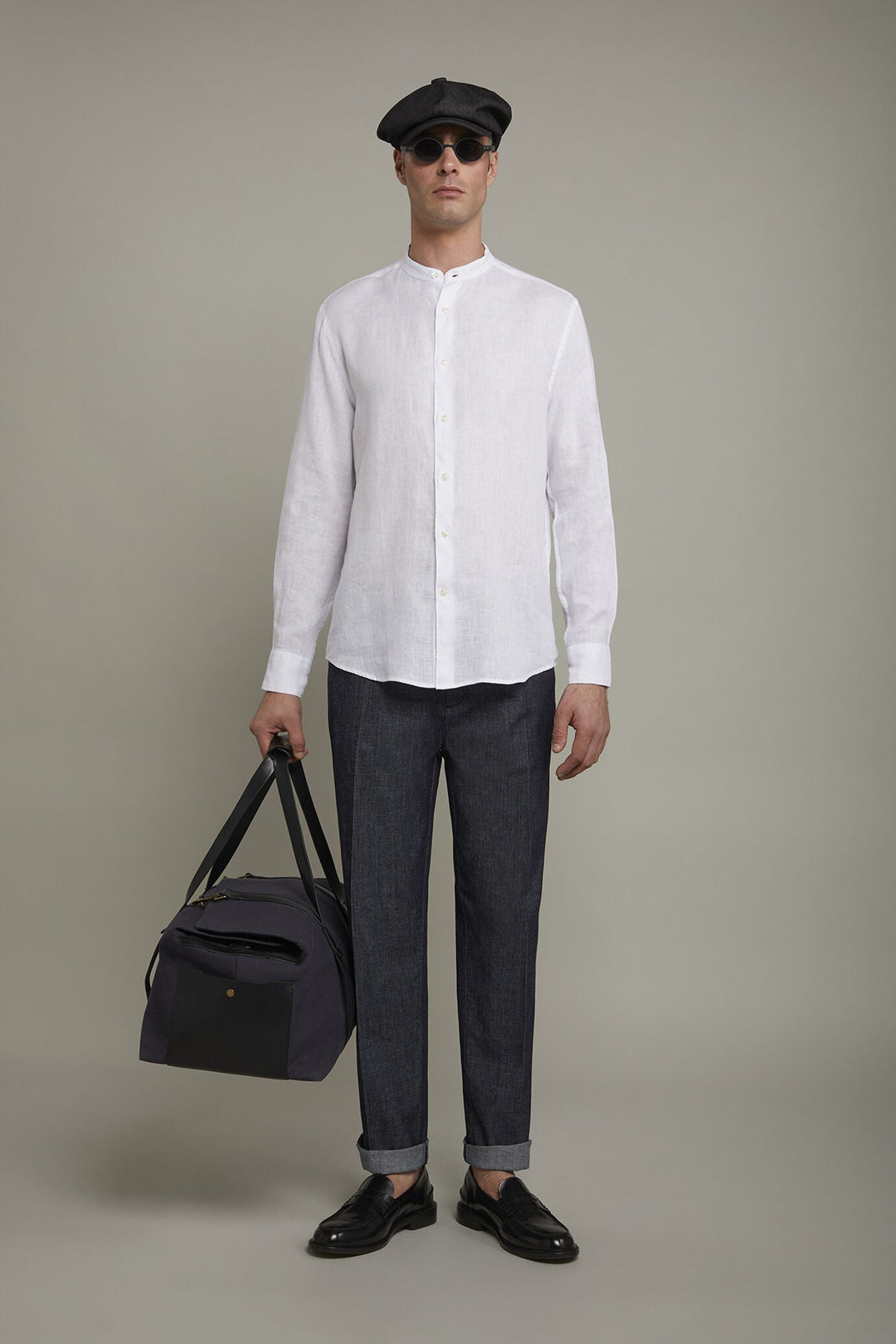 Korean Collar Pure Linen Comfort Shirt for Men