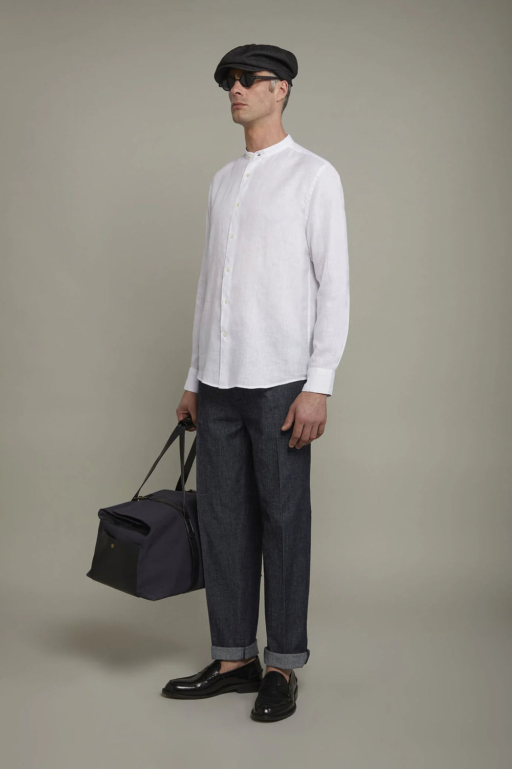 Korean Collar Pure Linen Comfort Shirt for Men — gallery