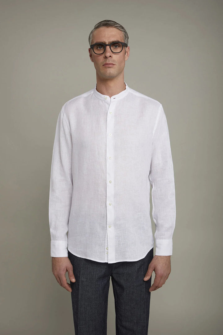 Korean Collar Pure Linen Comfort Shirt for Men — gallery