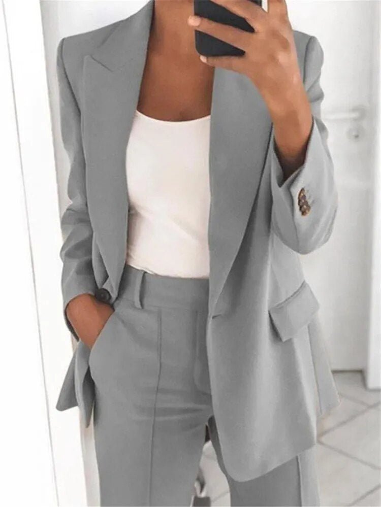 Wide-Leg Trouser and Blazer Set for Women
