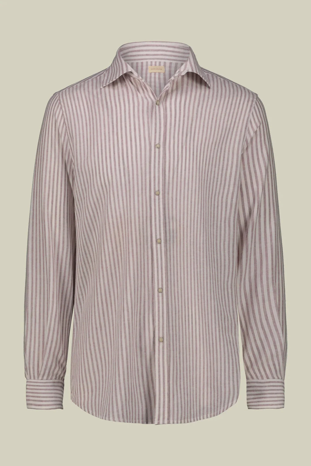 French Collar Striped Washed Linen Cotton Shirt for Men — gallery