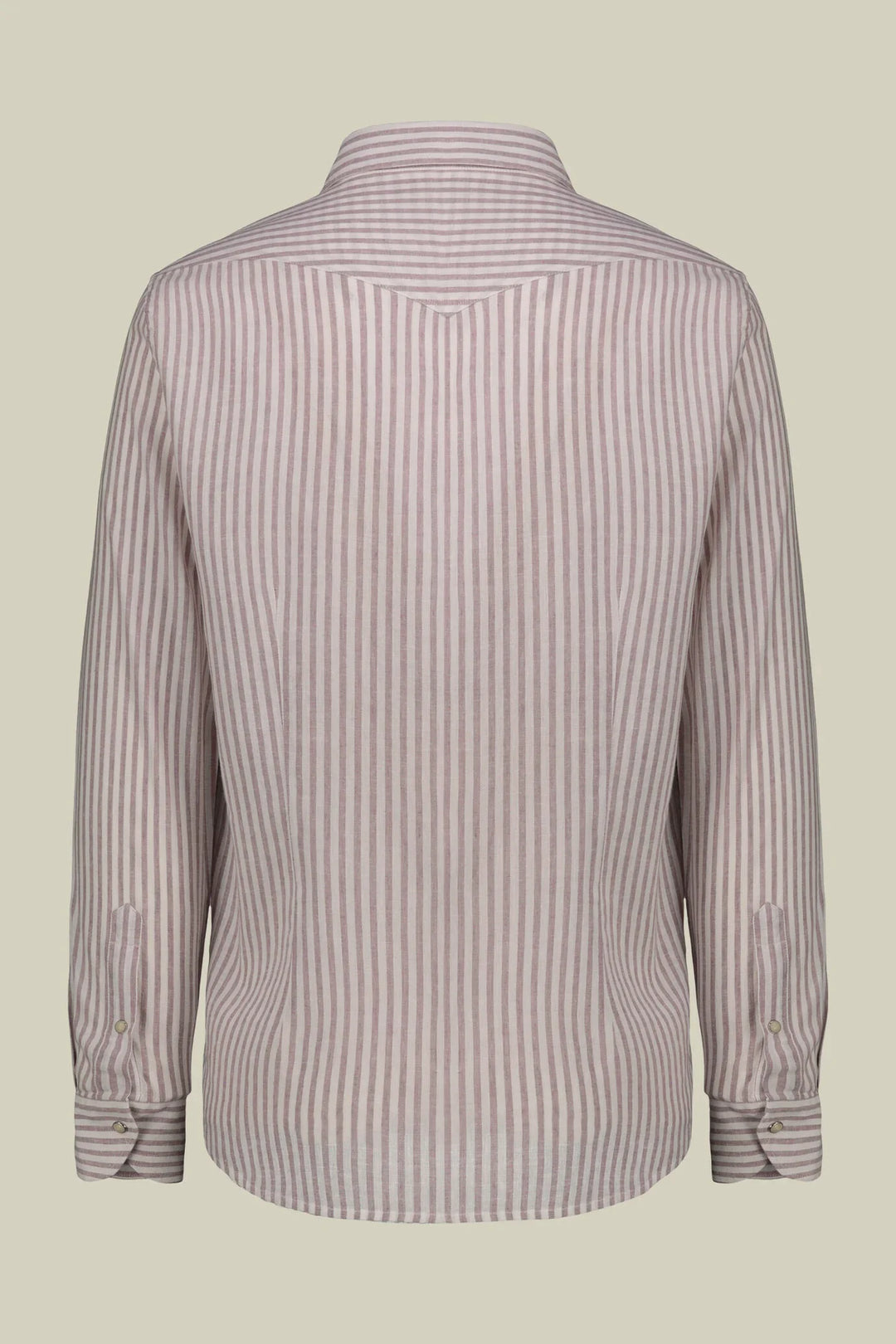 French Collar Striped Washed Linen Cotton Shirt for Men — gallery