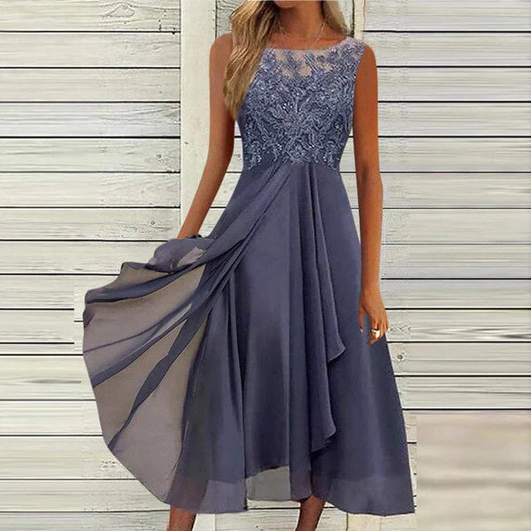 Printed Sleeveless Maxi Dress in Lightweight Fabric