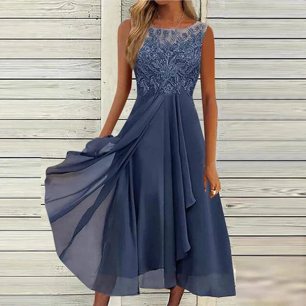 Printed Sleeveless Maxi Dress in Lightweight Fabric
