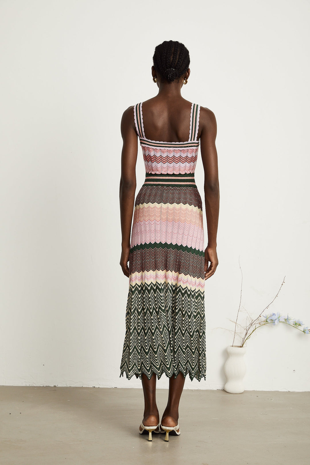 Daphne Contrast Knitted Midi Dress for Women - gallery