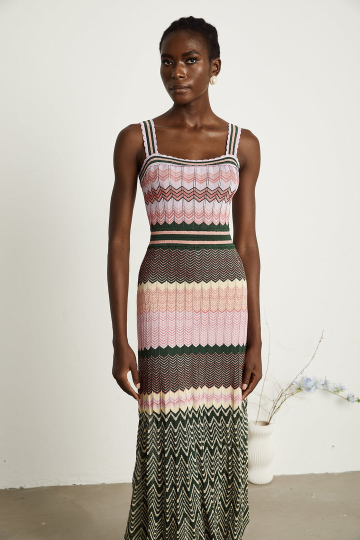 Daphne Contrast Knitted Midi Dress for Women - gallery