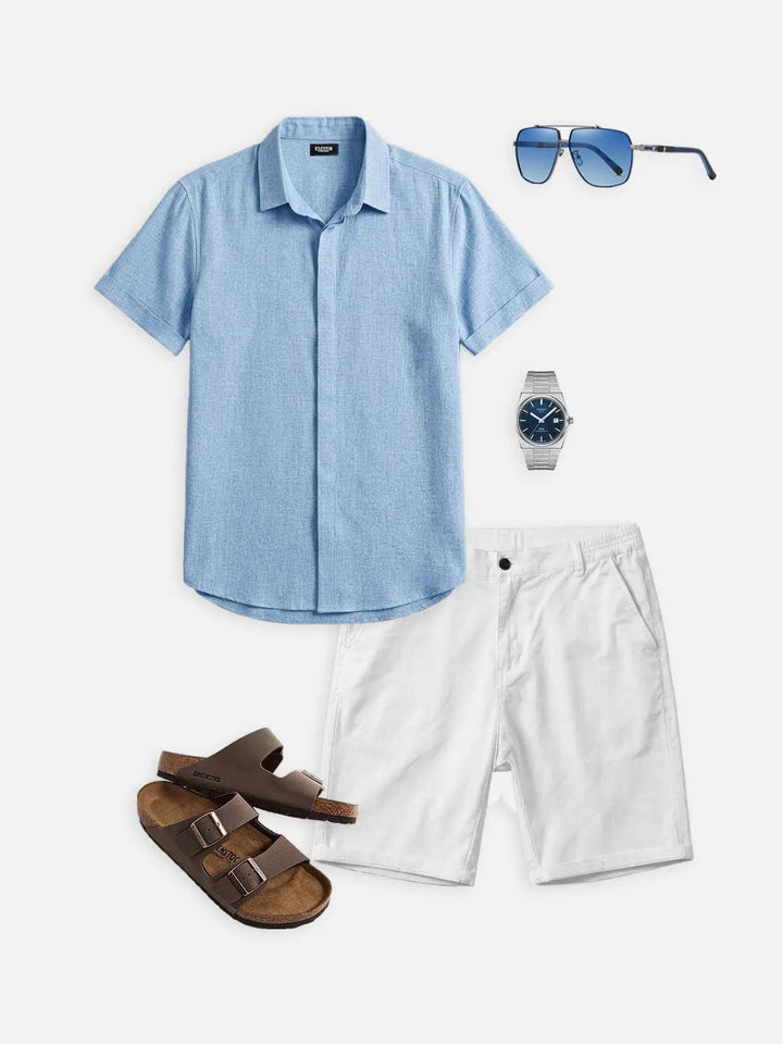 Linen Cotton Blend Short Sleeve Shirt for Men - gallery