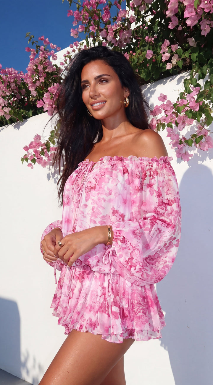Romanella Peony Floral Off-Shoulder Mini Dress for Women - gallery