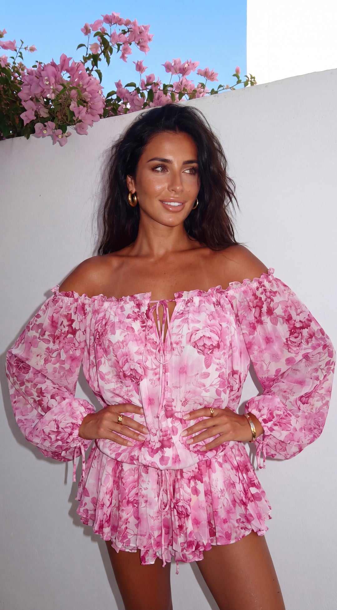 Romanella Peony Floral Off-Shoulder Mini Dress for Women - gallery