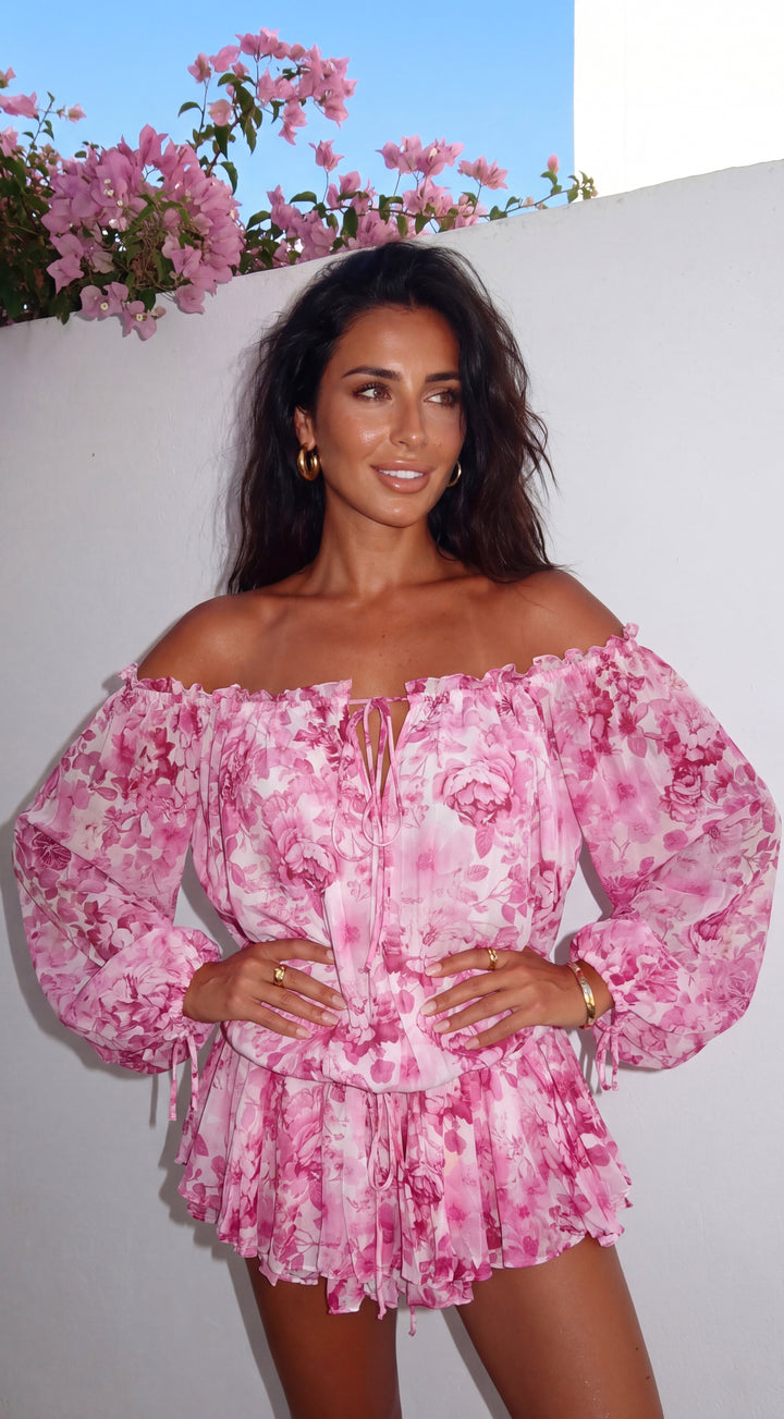 Romanella Peony Floral Off-Shoulder Mini Dress for Women - gallery