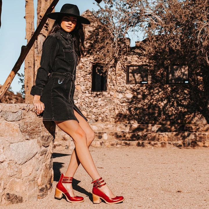 Ella Block-Heel Court Shoes in PU Leather