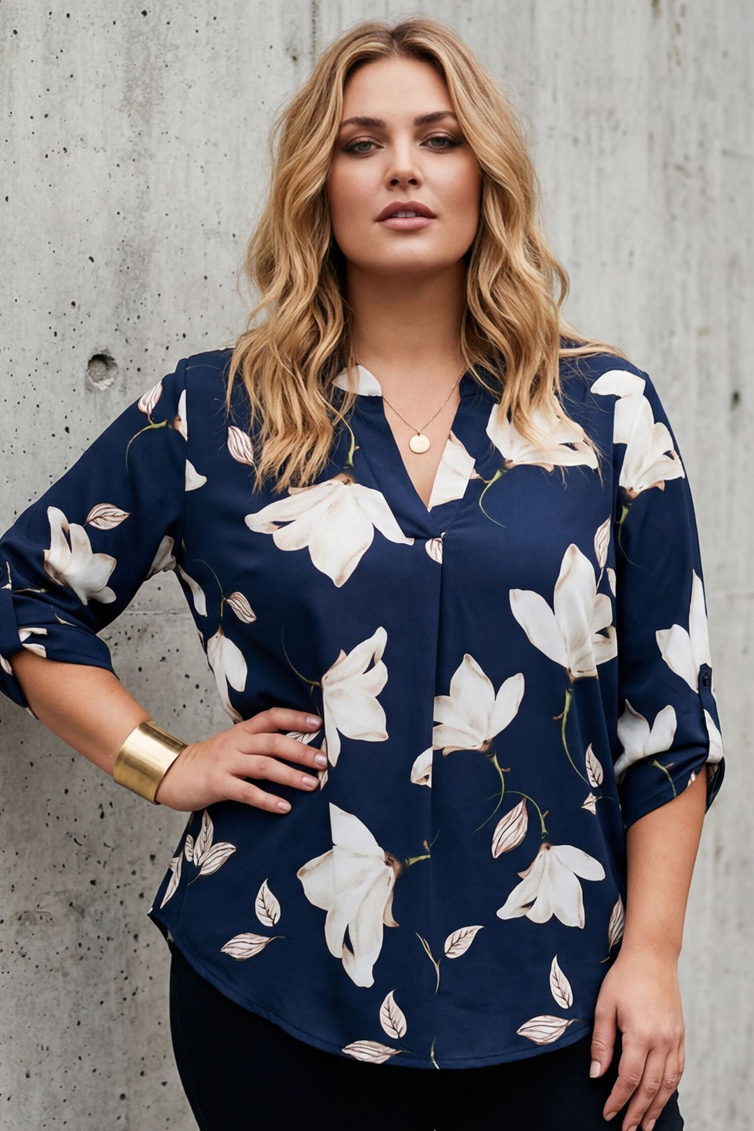 All-Over Print Front Placket Detail Top — Print 7