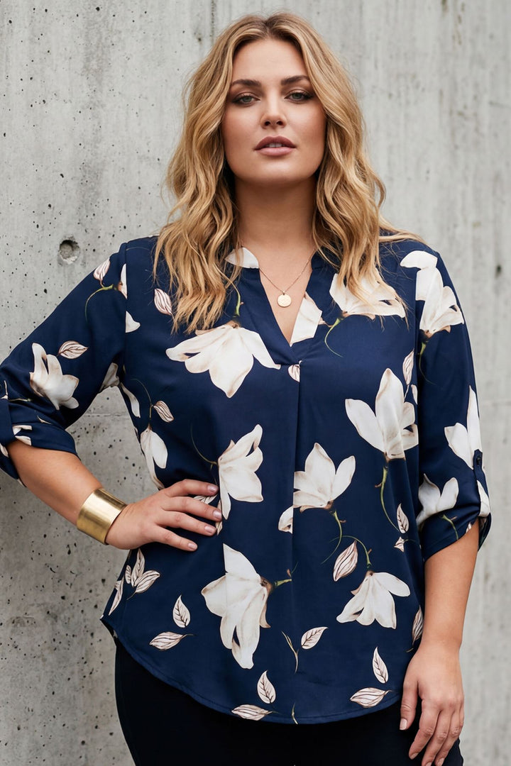 All-Over Print Front Placket Detail Top — Print 7