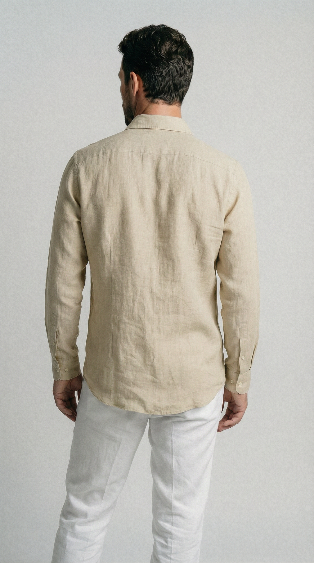 Sand Beige Italian Linen Shirt — Made in Napoli for Men — gallery