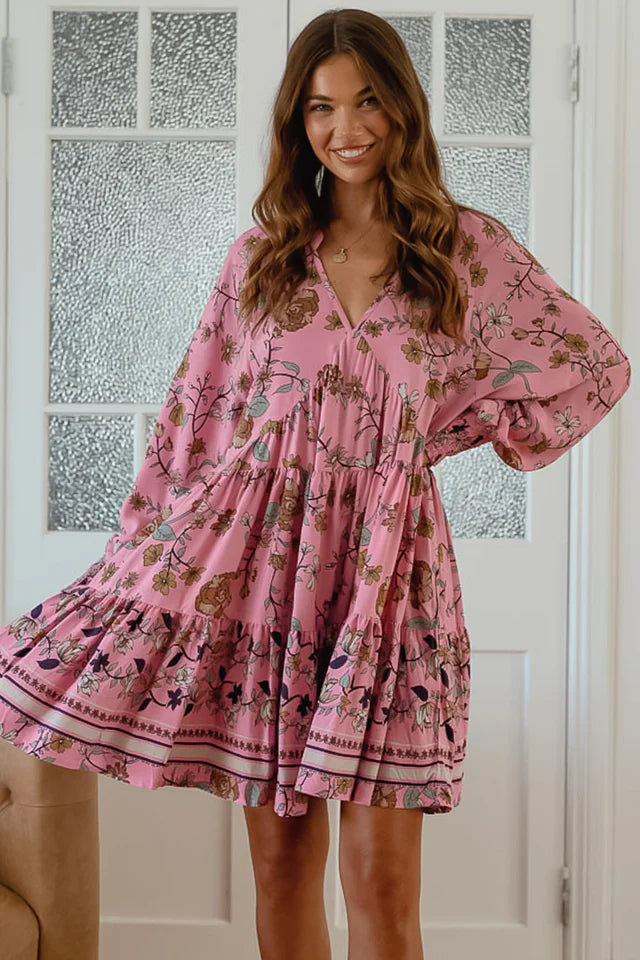 Soul Mandarin Collar Smock Mini Dress for Women - gallery