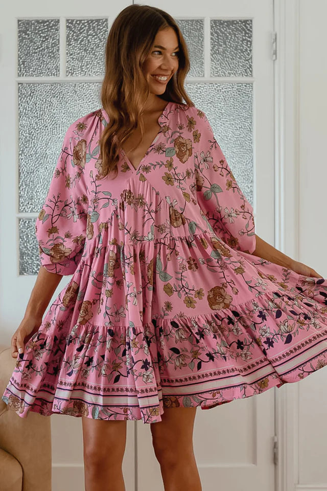 Soul Mandarin Collar Smock Mini Dress for Women - gallery